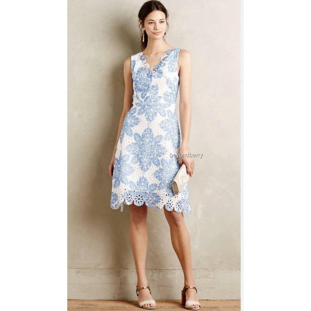 NWT Eva Franco Sz 2 Starflower Scalloped Lace Sunday Dress Anthropologie